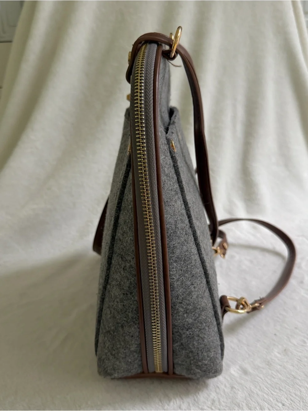 MMS Miztique The Daisy Felt Convertible Backpack Gray Excellent Condition